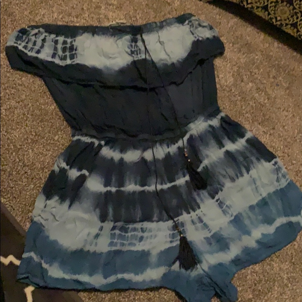 Blue tie-dye romper